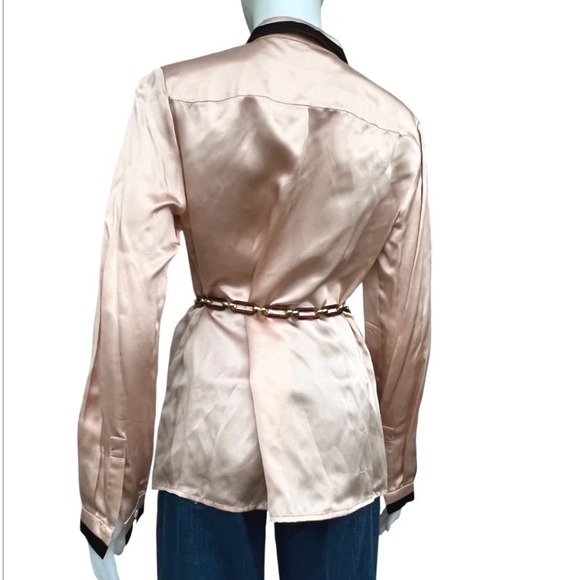 Tory Burch Silk Beaded Crystal Collar Long Sleeve Blouse Shirt Size 12 - Picture 7 of 17